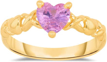 Load image into Gallery viewer, 10k Yellow Gold 6.5mm Birthstone Gemstone Heart XOXO Ring, Size 4-10
