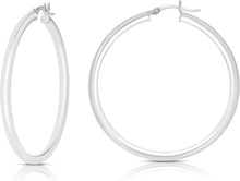 Load image into Gallery viewer, 10k White Gold 10mm x 3mm High Polish Round Tube Hoop Earrings