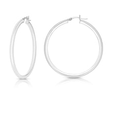 Load image into Gallery viewer, 14k White Gold 3mm x 15mm High Polish Round Tube Hoop Earrings