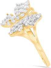Load image into Gallery viewer, 10k Yellow Gold 12mm Pave CZ Butterfly Ring, Sizes 4 - 10