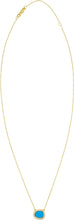 Load image into Gallery viewer, .12cttw Diamond 14k Yellow Gold 11mm Turquoise Freeform Cushion Charm Pendant Adjustable Chain Necklace, 16 Inch-18"