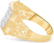 Load image into Gallery viewer, 10k Yellow Gold 14mm Square CZ Filigree Openwork Ring, Sizes 5 - 13