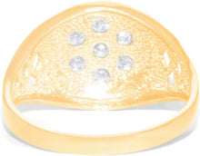 Load image into Gallery viewer, 10k Yellow Gold 13mm Two-Tone Flower CZ Openwork Ring, Sizes 5 - 13