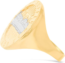 Load image into Gallery viewer, 10k Yellow Gold 24mm Last Supper Pray For Us Catholic Saint Religious Medallion Men's Ring, Sizes 5 - 13.5