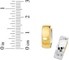 Load image into Gallery viewer, 14k Yellow Gold and White Gold 15mm Reversible Diamond Cut & Polished Huggie Earrings