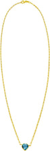 Load image into Gallery viewer, Floreo 14k Yellow Gold Paperclip Chain Heart Gemstone Necklace 18 Inch