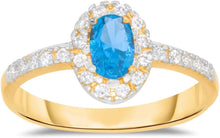 Load image into Gallery viewer, 10k Yellow Gold 9.5mm Birthstone Oval Gemstone Band CZ Ring, Size 4-10