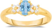 Load image into Gallery viewer, 10k Yellow Gold 6mm Birthstone Mini Oval Gemstone CZ Ring, Size 4-10