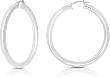 Load image into Gallery viewer, 10k White Gold 25mm x 5mm High Polish Round Tube Hoop Earrings