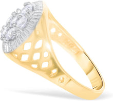 Load image into Gallery viewer, 10k Yellow Gold 13mm Two-Tone Flower CZ Openwork Ring, Sizes 5 - 13
