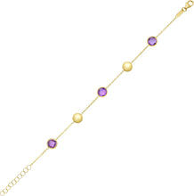 Load image into Gallery viewer, 14k Yellow Gold 6.4mm Natural Blue Topaz Gemstone Pebble Charm Bracelet, Adjustable 6.25 Inch-7.25"