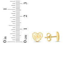 Load image into Gallery viewer, 14k Yellow Gold 7.5mm Scribble Heart Stud Earrings