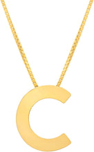 Load image into Gallery viewer, 14k Yellow Gold 0.4" Block Alphabet Letter A - Z Initial Charm Pendant with Extendable Adjustable Chain Necklace