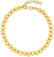 Load image into Gallery viewer, 14k Yellow Gold 5mm Shiny High Polish Bead Chain Bracelet 7" - 8 Inch