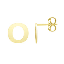 Load image into Gallery viewer, 14k Yellow Gold 6.5mm High Polish Initial-O Stud Earrings