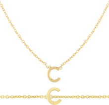 Load image into Gallery viewer, 14k Yellow Gold 0.2" Mini Alphabet Letter A - Z Initial Charm Pendant with Extendable Adjustable Chain Necklace & Bracelet Set