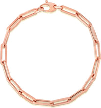 Load image into Gallery viewer, 14k Rose Gold 4.2mm or 6mm Hollow Paperclip Link Chain Bracelet - 7.5 Inch