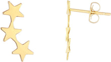 Load image into Gallery viewer, 14k Yellow Gold 14mm Star Ear Climber Earrings