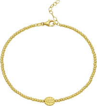 Load image into Gallery viewer, 14k Yellow Gold Virgin Mary Religious Charm Polished Bead Link Bracelet, Adjustable 7" - 8 Inch