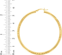 Load image into Gallery viewer, 10k Yellow Gold 3mm High Polish and Satin Finish Round Tube Hoop Earrings