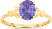 Load image into Gallery viewer, 10k Yellow Gold 8mm Birthstone Oval Gemstone Ring, Size 4-8