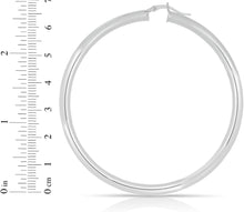 Load image into Gallery viewer, 10k White Gold 25mm x 4mm High Polish Round Tube Hoop Earrings