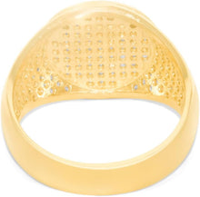 Load image into Gallery viewer, 10k Yellow Gold 15.2mm Pave CZ Beveled Square Signet Ring, Sizes 4-13
