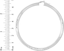 Load image into Gallery viewer, 10k White Gold 4mm High Polish and Satin Finish Round Tube Hoop Earrings