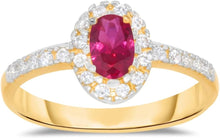 Load image into Gallery viewer, 10k Yellow Gold 9.5mm Birthstone Oval Gemstone Band CZ Ring, Size 4-10