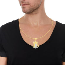 Load image into Gallery viewer, 10k Yellow Gold Virgin Mary CZ Anchor Two-Tone Religious Pendant