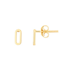 Load image into Gallery viewer, 14k Yellow Gold 7mm Mini Paperclip Stud Earrings