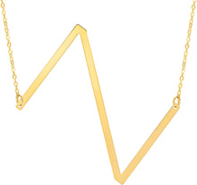 Load image into Gallery viewer, 14k Yellow Gold 1.5" Extra Large Angled Alphabet Letter A - Z Initial Charm Pendant with Chain Necklace