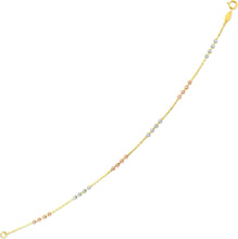 Load image into Gallery viewer, 14k Tri-Color Gold 2.1mm Bead Station Link Bracelet, 7.25 Inch