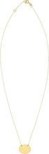 Load image into Gallery viewer, 14k Yellow Gold Mirror Oval Custom Engraveable Charm Pendant Adjustable Chain Necklace, 16 Inch-18" (3 characters max)