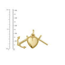 Load image into Gallery viewer, 14k Yellow Gold 25mm Heart, Cross, and Anchor Triple with Optional Chain Pendant Charm