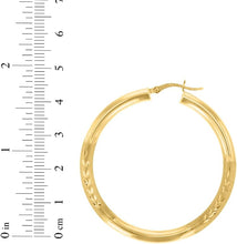 Load image into Gallery viewer, 10k Yellow Gold 4mm High Polish and Satin Finish Round Tube Hoop Earrings