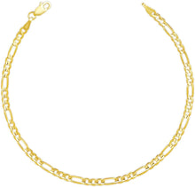 Load image into Gallery viewer, 10k Yellow Gold 2.5mm Lite Figaro Chain Link Bracelet or Anklet