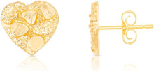 Load image into Gallery viewer, 10k Yellow Gold Solid Nugget Heart Earrings