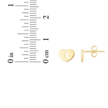 Load image into Gallery viewer, 14k Yellow Gold 5.8mm Heart Padlock Stud Earrings
