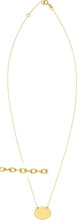 Load image into Gallery viewer, 14k Yellow Gold Mirror Oval Custom Engraveable Charm Pendant Adjustable Chain Necklace, 16 Inch-18" (3 characters max)