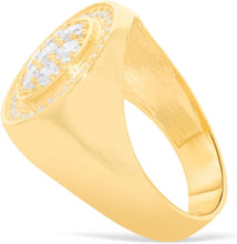 Load image into Gallery viewer, 10k Yellow Gold 11.2mm Pave CZ Cluster Circle Round Signet Ring, Sizes 4-13