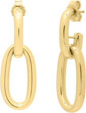 Load image into Gallery viewer, 14k Yellow Gold 29mm High Polish Oval Link Drop Earrings
