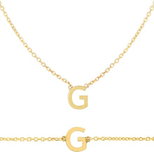 Load image into Gallery viewer, 14k Yellow Gold 0.2" Mini Alphabet Letter A - Z Initial Charm Pendant with Extendable Adjustable Chain Necklace & Bracelet Set