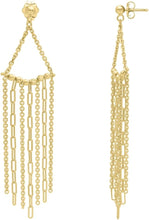 Load image into Gallery viewer, 14k Yellow Gold 68mm Triangle Fringe Earrings
