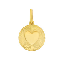 Load image into Gallery viewer, 14k Yellow Gold 21.5mm Polished Diamond Cut Radiating Heart with Optional Chain Pendant Charm