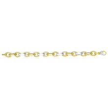 Load image into Gallery viewer, 14k Two-Tone Gold 9mm Fancy French Cable Link Bracelet, 7.75 Inch
