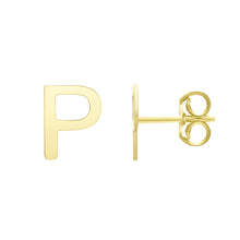 Load image into Gallery viewer, 14k Yellow Gold 6.5mm High Polish Initial-P Stud Earrings