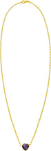 Load image into Gallery viewer, Floreo 14k Yellow Gold Paperclip Chain Heart Gemstone Necklace 18 Inch