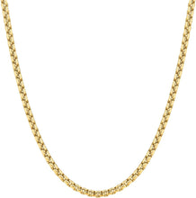 Load image into Gallery viewer, 14k Yellow Gold or White Gold 2.5mm Solid Round Box Chain Link Necklace