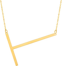 Load image into Gallery viewer, 14k Yellow Gold 1.5" Extra Large Angled Alphabet Letter A - Z Initial Charm Pendant with Chain Necklace